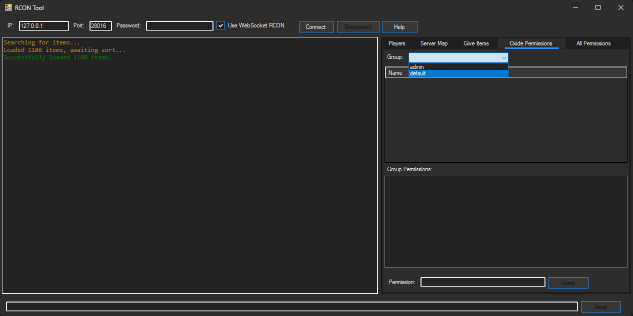 RCON Tool Permissions View